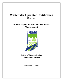 Wastewater Operator Certification Manual Indiana Department of Environmental
