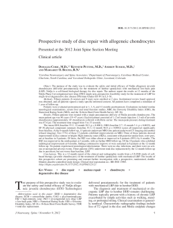 Prospective study of disc repair with allogeneic chondrocytes Clinical article D