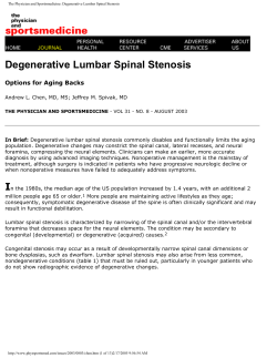 Degenerative Lumbar Spinal Stenosis Options for Aging Backs
