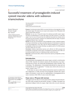 Successful treatment of prostaglandin-induced cystoid macular edema with subtenon triamcinolone Clinical Ophthalmology