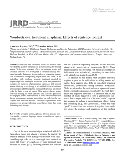 JRRD Word-retrieval treatment in aphasia: Effects of sentence context