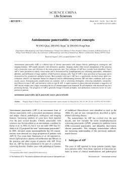 SCIENCE CHINA Autoimmune pancreatitis: current concepts Life Sciences WANG Qian, ZHANG Xuan