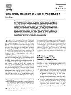 Early Timely Treatment of Class III Malocclusion Peter Ngan