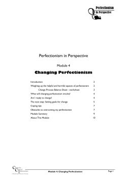 Perfectionism in Perspective Changing Perfectionism Perfectionism