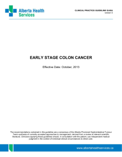 EARLY STAGE COLON CANCER Effective Date: October, 2013