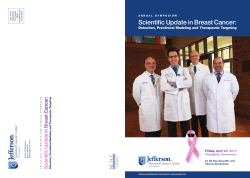 Scientific Update in Breast Cancer: Detection, Preclinical Modeling and Therapeutic Targeting