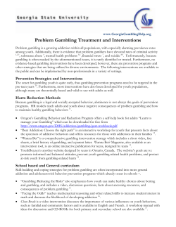 Problem Gambling Treatment and Interventions