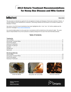 2013 Ontario Treatment Recommendations for Honey Bee Disease and Mite Control