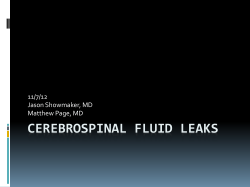 CEREBROSPINAL FLUID LEAKS 11/7/12 Jason Showmaker, MD Matthew Page, MD