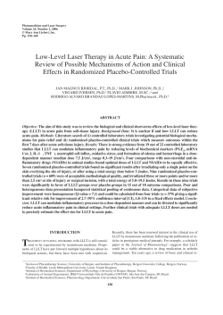 Low-Level Laser Therapy in Acute Pain: A Systematic