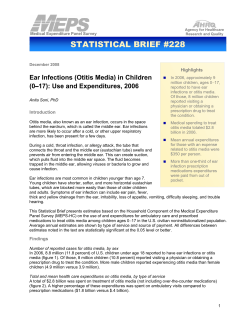 STATISTICAL BRIEF #228 Ear Infections (Otitis Media) in Children (0