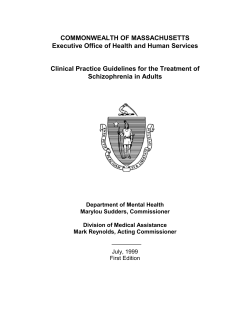 COMMONWEALTH OF MASSACHUSETTS Executive Office of Health and Human Services