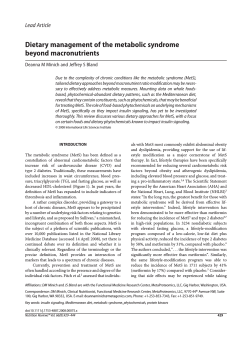 Dietary management of the metabolic syndrome beyond macronutrients