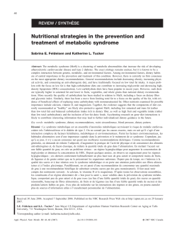 Nutritional strategies in the prevention and treatment of metabolic syndrome