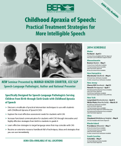 Childhood Apraxia of Speech: Practical Treatment Strategies for More Intelligible Speech