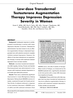 Low-dose Transdermal Testosterone Augmentation Therapy Improves Depression Severity in Women