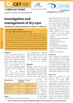 CET Investigation and management of dry eyes 1 FREE CET POINT