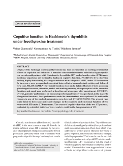 Cognitive function in Hashimoto’s thyroiditis under levothyroxine treatment Vaitsa Giannouli, Konstantinos A. Toulis,