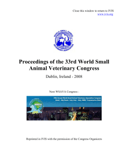 Proceedings of the 33rd World Small Animal Veterinary Congress
