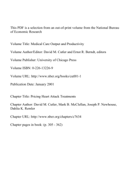This PDF is a selection from an out-of-print volume from... of Economic Research Volume Title: Medical Care Output and Productivity