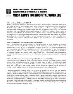 MRSA FACTS FOR HOSPITAL WORKERS  OCCUPATIONAL &amp; ENVIRONMENTAL MEDICINE