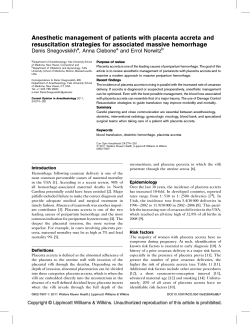 Anesthetic management of patients with placenta accreta and