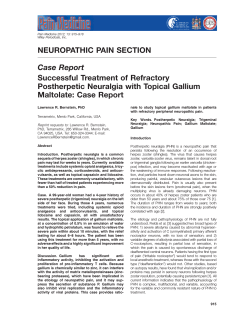 NEUROPATHIC PAIN SECTION Successful Treatment of Refractory Postherpetic Neuralgia with Topical Gallium