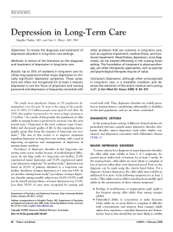 Depression in Long-Term Care REVIEWS