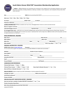 South Metro Denver REALTOR® Association Membership Application