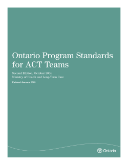 Ontario Program Standards for ACT Teams Second Edition, October 2004