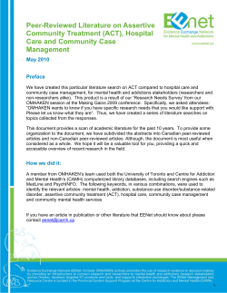 Peer-Reviewed Literature on Assertive Community Treatment (ACT), Hospital Care and Community Case Management