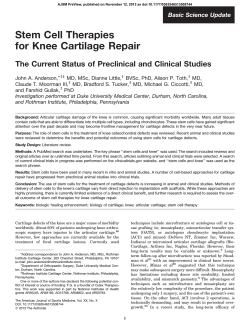 Stem Cell Therapies for Knee Cartilage Repair