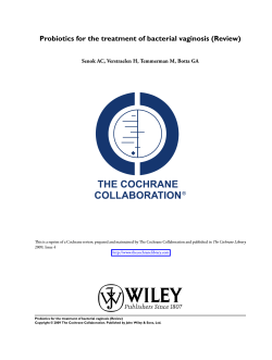 Probiotics for the treatment of bacterial vaginosis (Review) The Cochrane Library