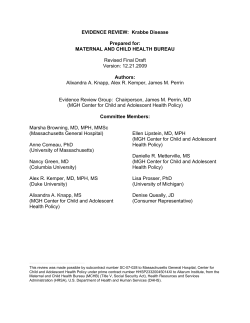 EVIDENCE REVIEW:  Krabbe Disease  Prepared for: MATERNAL AND CHILD HEALTH BUREAU