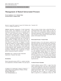 Management of Raised Intracranial Pressure SYMPOSIUM ON PICU PROTOCOLS OF AIIMS