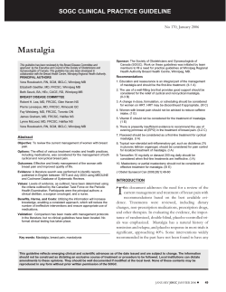 Mastalgia SOGC CLINICAL PRACTICE GUIDELINE
