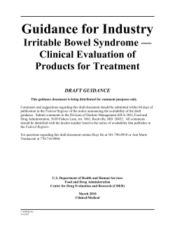 Guidance for Industry Irritable Bowel Syndrome — Clinical Evaluation of Products for Treatment