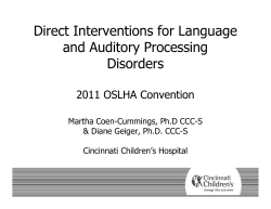 Direct Interventions for Language and Auditory Processing Disorders 2011 OSLHA C