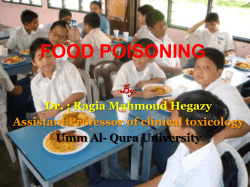 FOOD POISONING By: Dr. : Ragia Mahmoud Hegazy Assistant Professor of clinical toxicology