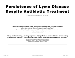 Persistence of Lyme Disease Despite Antibiotic Treatment 77 Peer-Reviewed Studies, 1977-2012