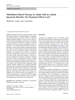 Mindfulness-Based Therapy in Adults with an Autism ORIGINAL RESEARCH