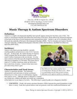Music Therapy &amp; Autism Spectrum Disorders  Definition: