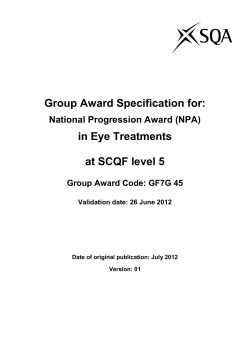 Group Award Specification for: in Eye Treatments  at SCQF level 5