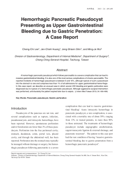 Hemorrhagic Pancreatic Pseudocyst Presenting as Upper Gastrointestinal Bleeding due to Gastric Penetration: