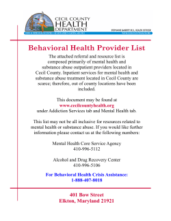 Behavioral Health Provider List