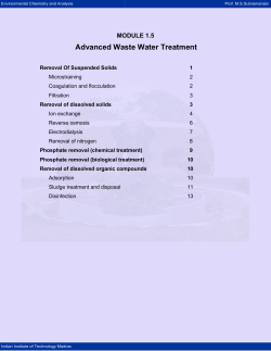 Advanced Waste Water Treatment MODULE 1.5