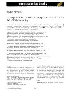 Gastroparesis and functional dyspepsia: excerpts from the AGA/ANMS meeting REVIEW ARTICLE  