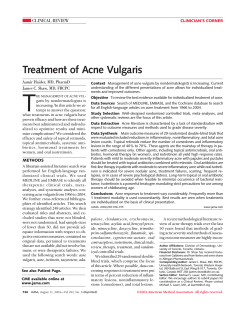 Treatment of Acne Vulgaris CLINICAL REVIEW CLINICIAN’S CORNER Aamir Haider, MD, PharmD