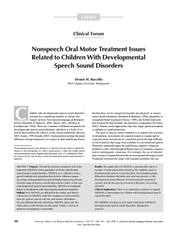C Nonspeech Oral Motor Treatment Issues Related to Children With Developmental