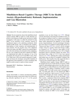 Mindfulness-Based Cognitive Therapy (MBCT) for Health Anxiety (Hypochondriasis): Rationale, Implementation